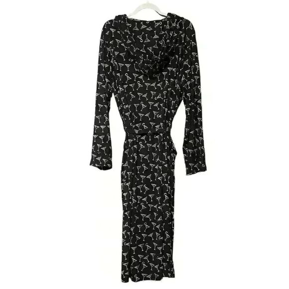 MeUndies Robe XL/2XL Black Cocktail Print Full Length Lounge Sleepwear NWOT - Picture 4 of 7
